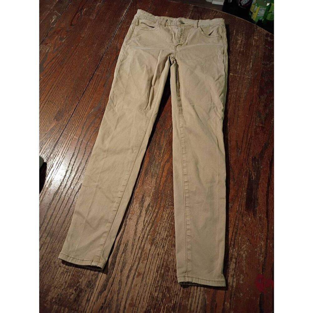 American Eagle Stretch Tan Khaki Hi-Rise Jeggings with Pockets and Belt Loops